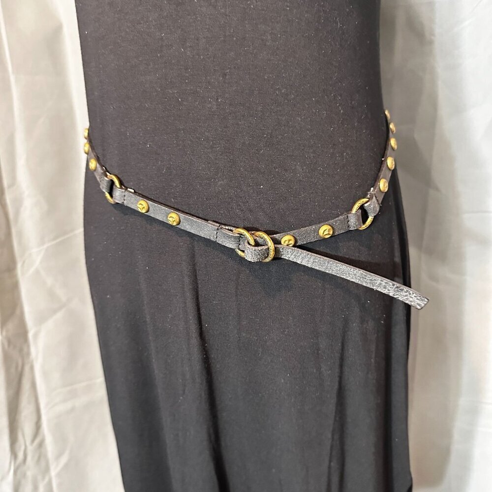 Michael Kors D Ring Statement Belt Skinny Studded Leather Accent Accessories - Picture 4 of 12